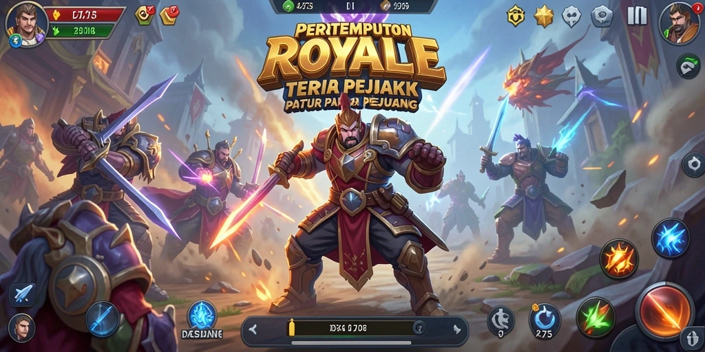 Screenshot D73 menampilkan aksi intens dalam pertempuran Battle Royale.