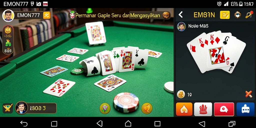 Screenshot gameplay Gaple EMON777 dengan tampilan yang menarik.