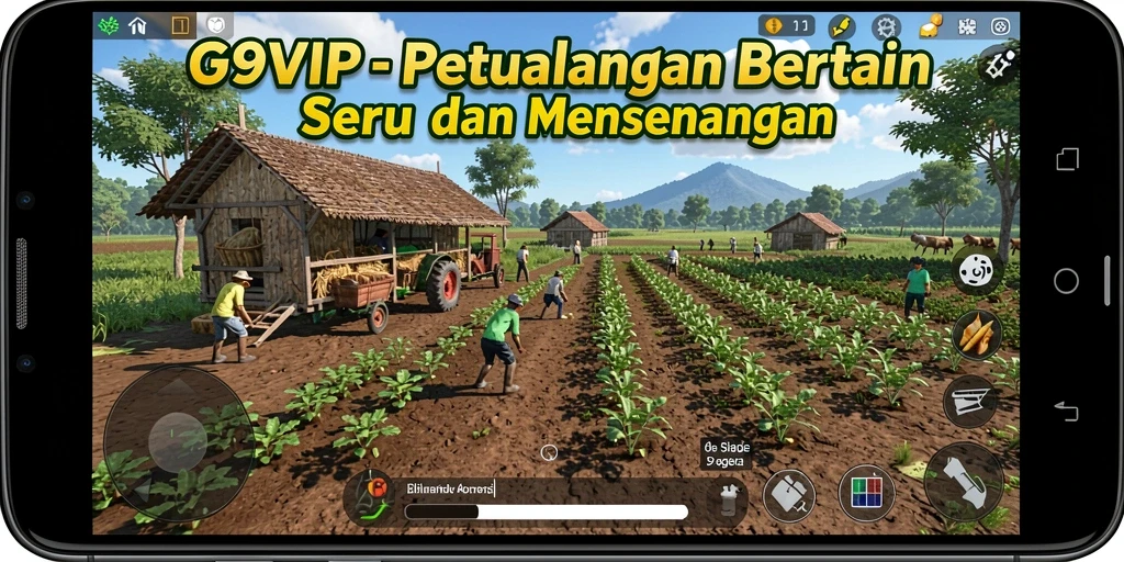 Screenshot gameplay G9VIP yang menampilkan aktivitas bertani.