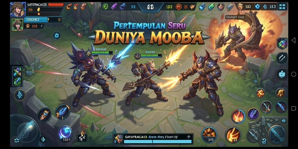 Tangkapan layar GATOTKACA123 menampilkan aksi pertempuran di arena MOBA.