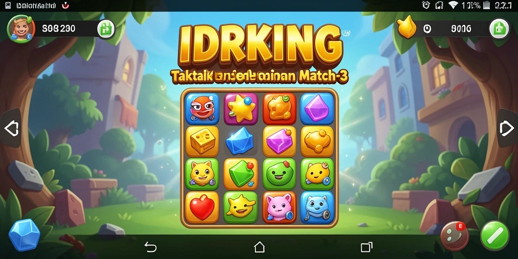 Tampilan screenshot <strong>IDRKING</strong> menunjukkan gameplay menarik dalam permainan Match-3.