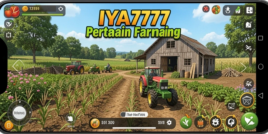 Tampilan gameplay menarik dari IYA777 dengan kebun yang subur.