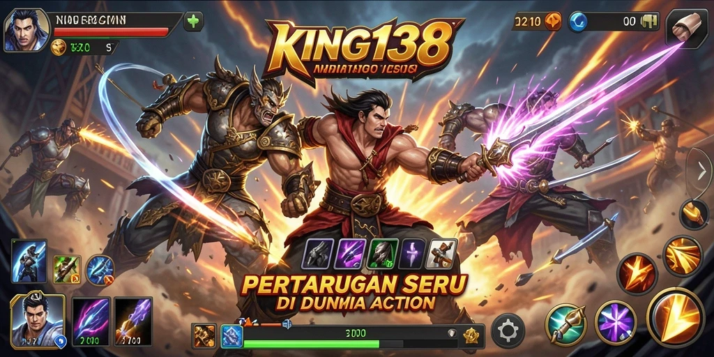 Tampilkan aksi pertempuran mendebarkan dari KING138 di gameplay.