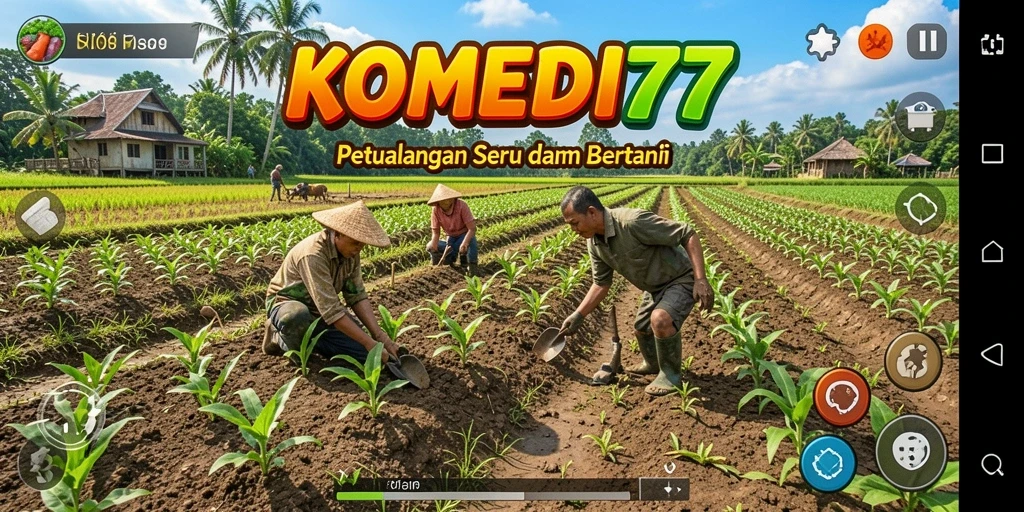 Screenshot gameplay <strong>KOMEDI77</strong>, menampilkan aktivitas bertani yang seru.