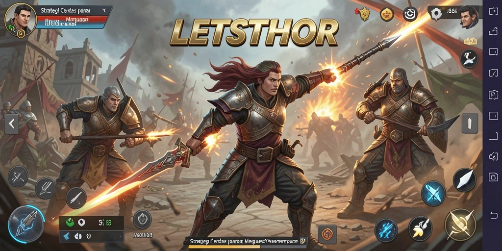 Tampilan gameplay LETSTHOR yang menunjukkan pertempuran strategis yang intens.