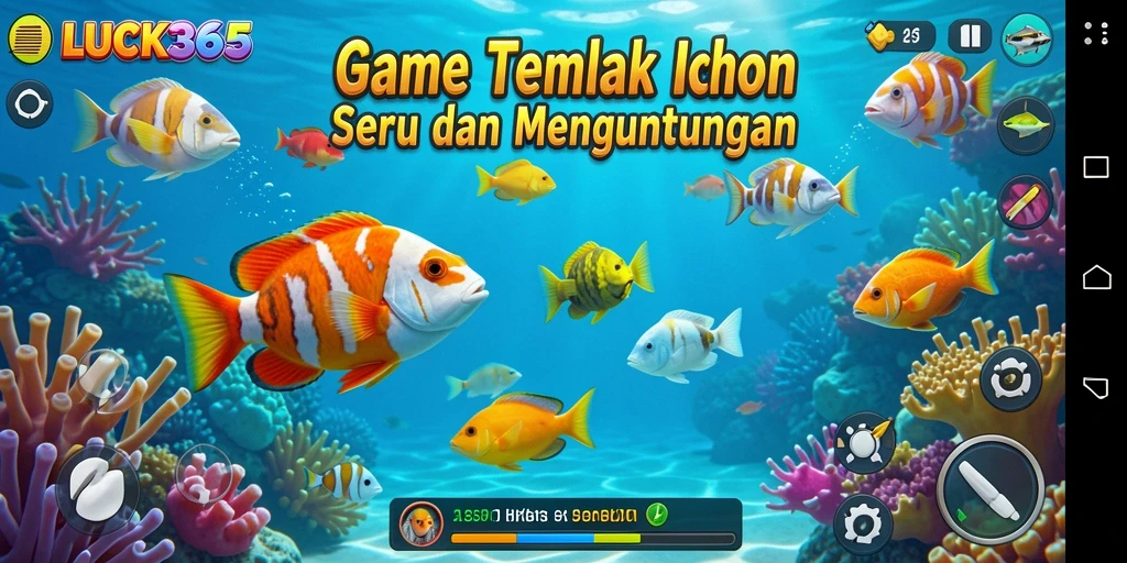 Tampilan gameplay seru dalam LUCK365 dengan ikan berwarna-warni.