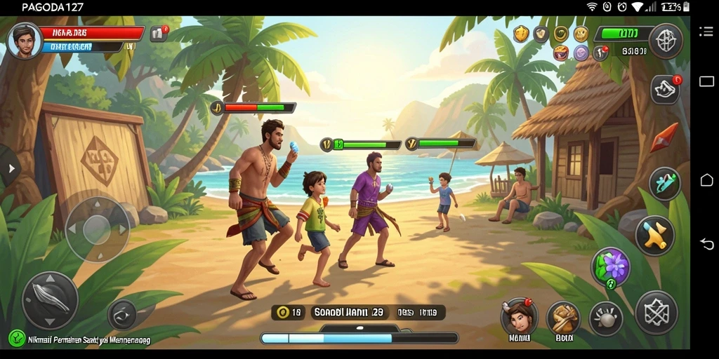 Tampilan gameplay menarik dari PAGODA127 dengan grafis yang cerah.