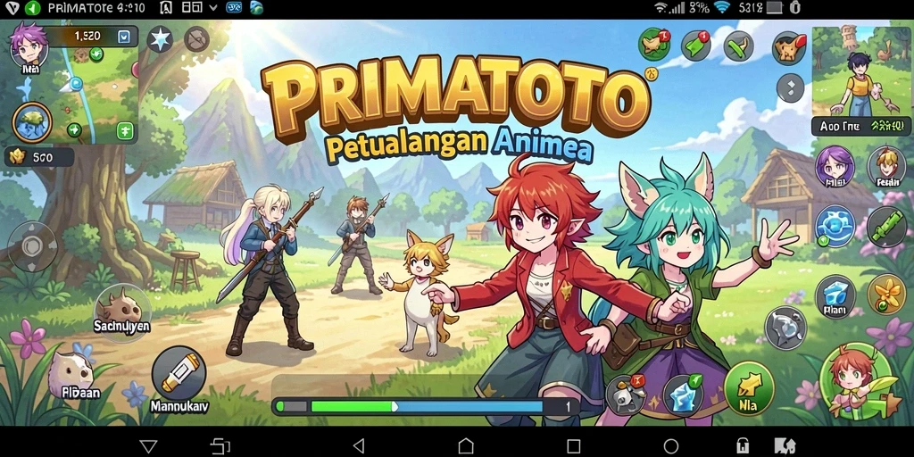Tangkapan layar game PRIMATOTO menunjukkan aksi seru dalam dunia Anime.