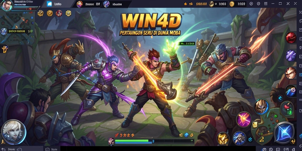Tampilan gameplay seru dalam pertandingan MOBA WIN4D.